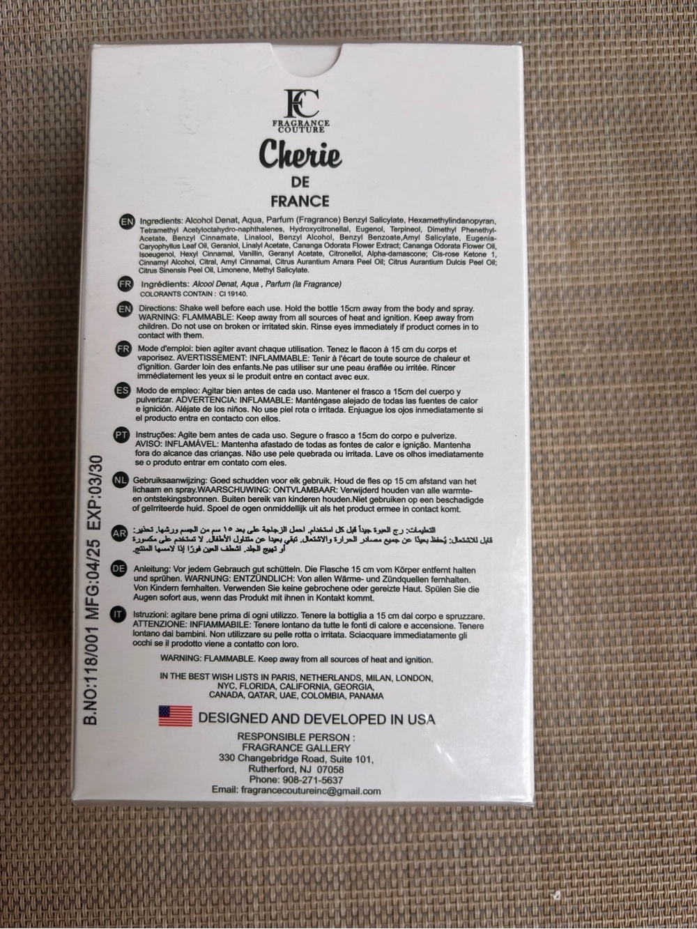 Cherie de France For Women fragrance - Picture 2 of 3